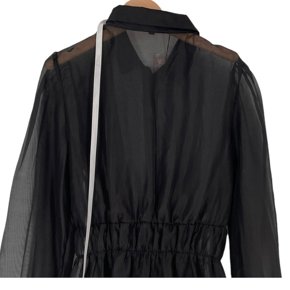 NWT Missguided Organza Sheer Button-up Shirt Dress with tie sash - Picture 7 of 12